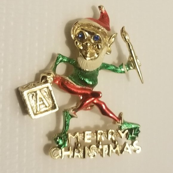 Elf pin, signed B.J., moving arm- great condition! - Picture 2 of 4